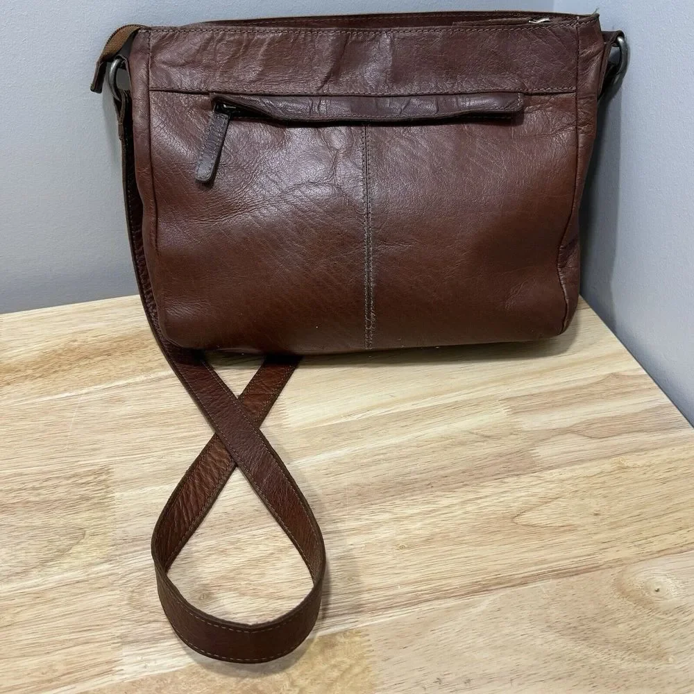 Wild West Los Angeles Leather Purse Brown‎ Shoulder Bag Green Gingham Western